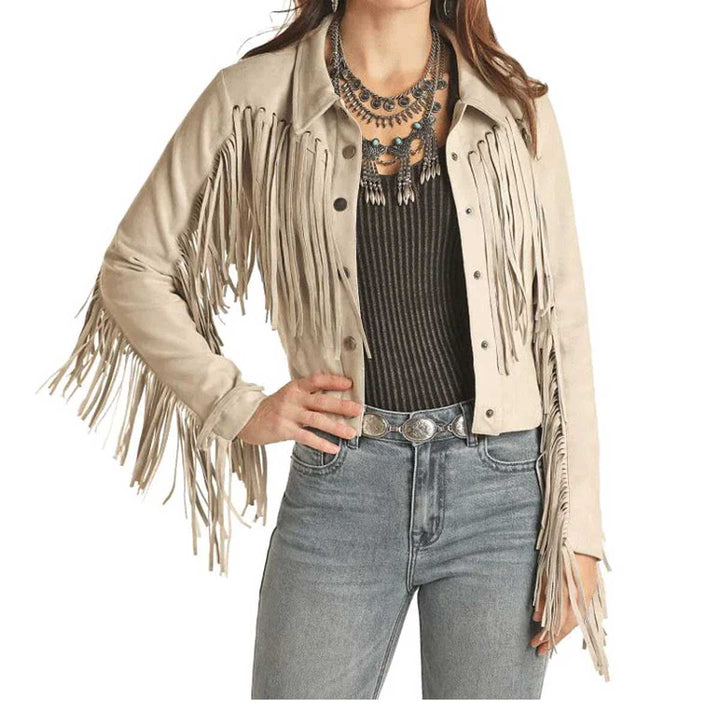 Powder River Outfitter Women's Micro Suede Fringe Jacket - Natural