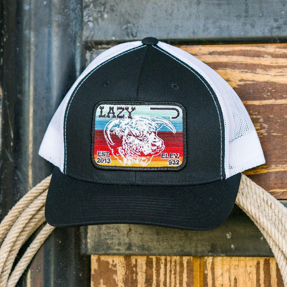 
                  
                    Lazy J Ranch Black & White Serape Elevation Mid Profile Trucker Hat-Lazy J Ranch Wear
                  
                