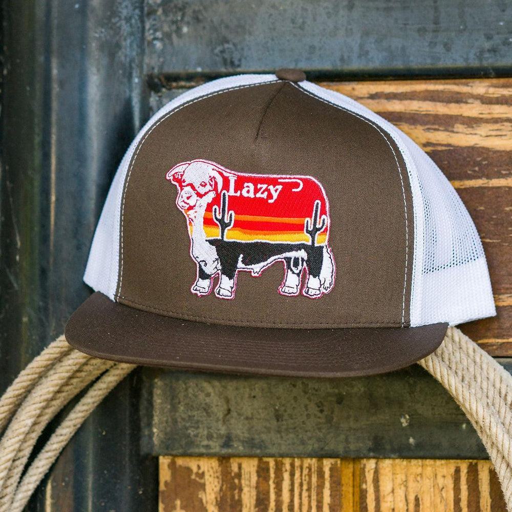 
                  
                    Lazy J Ranch Brown & White Sunrise Bull Classic Five Panel Trucker Hat-Lazy J Ranch Wear
                  
                