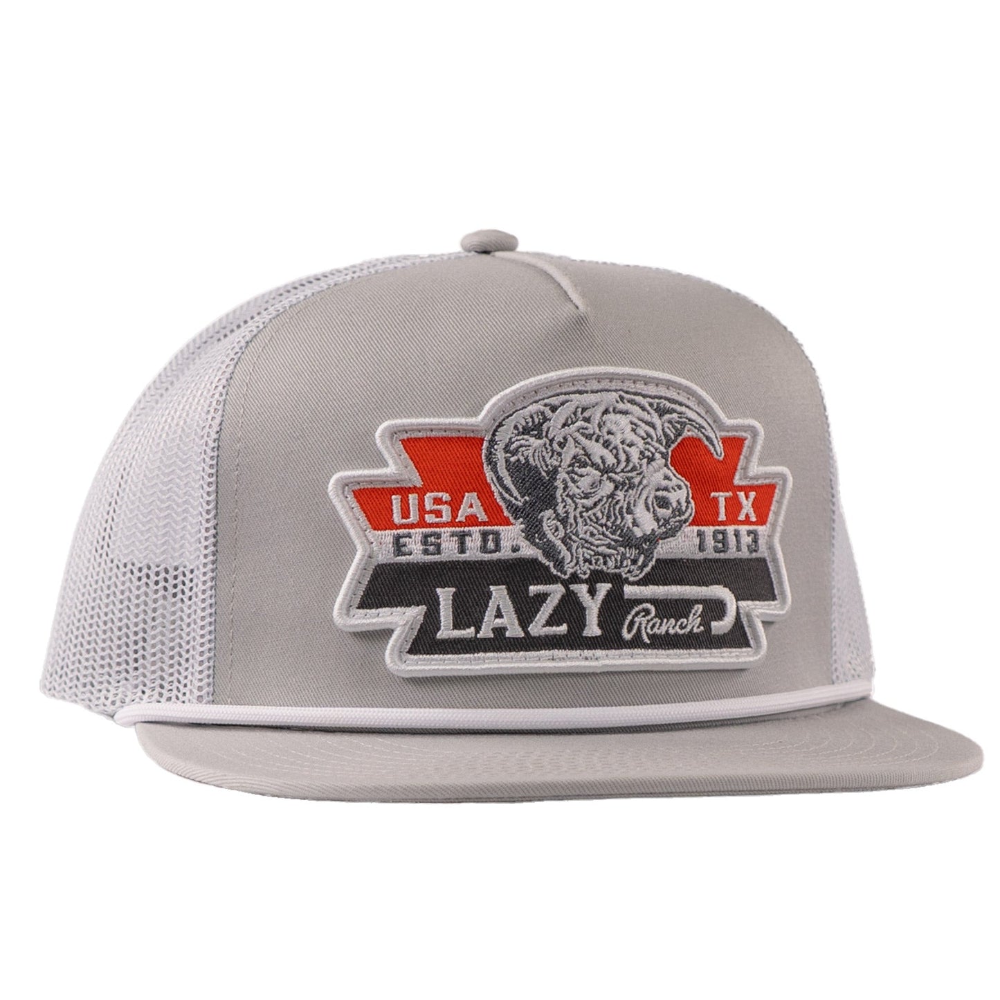 Lazy J Ranch Silver & White El Rancho Classic Five Panel Rope Trucker Hat-Lazy J Ranch Wear