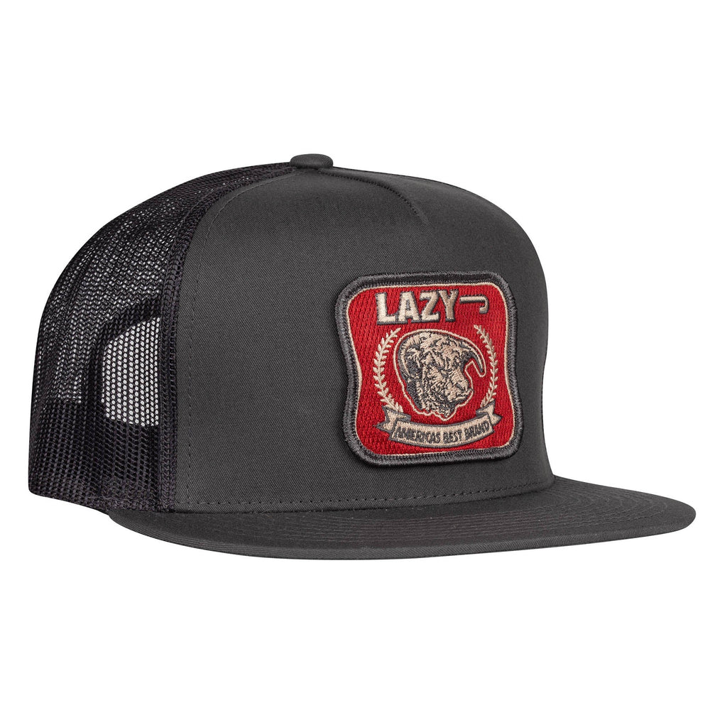 
                  
                    Lazy J Ranch Charcoal Grey Red America's Best Brand Classic Five Panel Trucker Hat-Lazy J Ranch Wear
                  
                