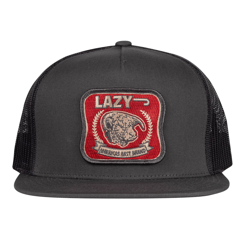 
                  
                    Lazy J Ranch Charcoal Grey Red America's Best Brand Classic Five Panel Trucker Hat-GRAY4BEST
                  
                