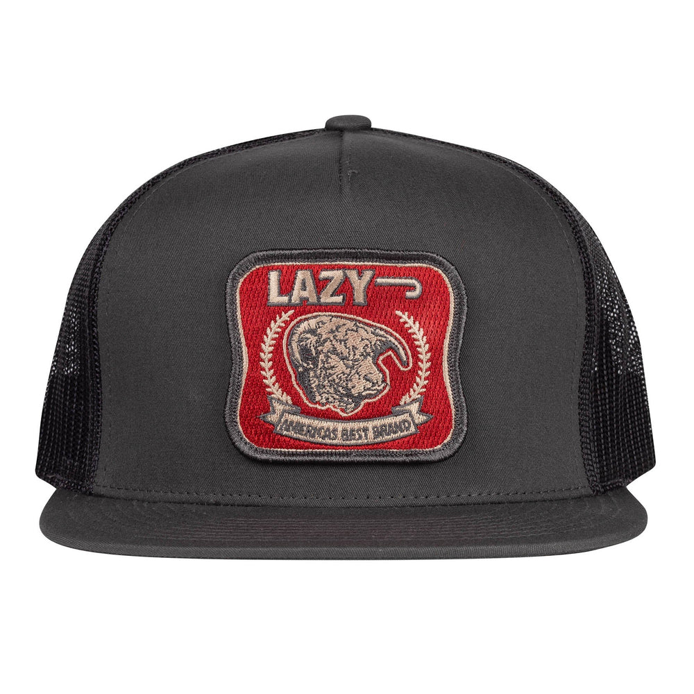 
                  
                    Lazy J Ranch Charcoal Grey Red America's Best Brand Classic Five Panel Trucker Hat-Lazy J Ranch Wear
                  
                