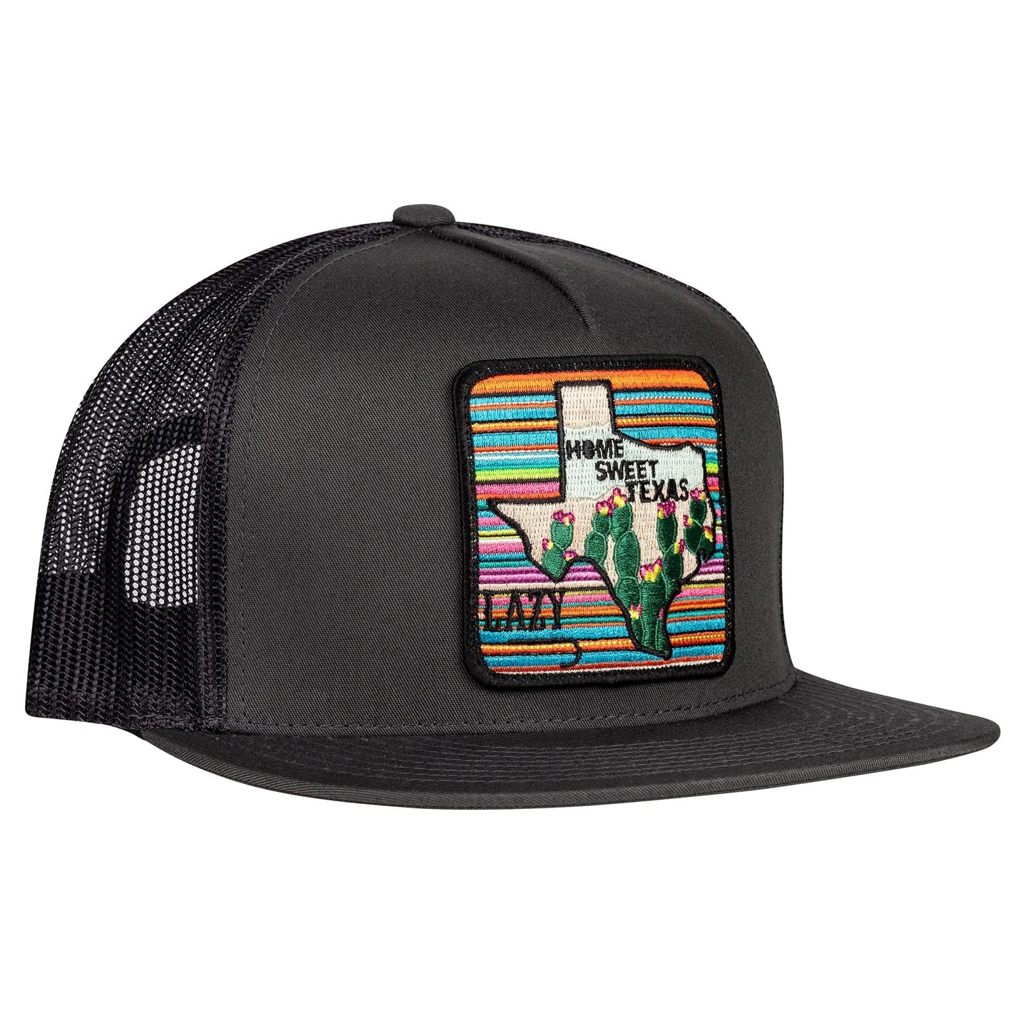Lazy J Ranch Charcoal Grey & Black Home Sweet Texas Classic Five Panel Trucker Hat-Lazy J Ranch Wear