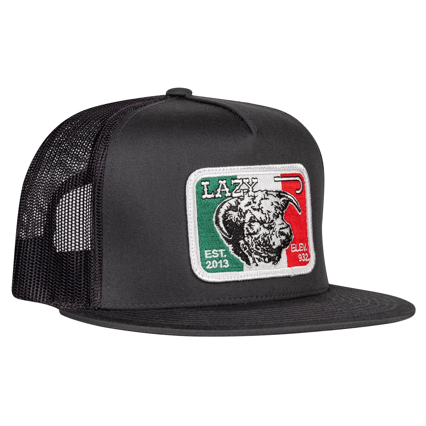 Lazy J Ranch Charcoal Grey Mexico Elevation Classic Five Panel Trucker Hat-Lazy J Ranch Wear
