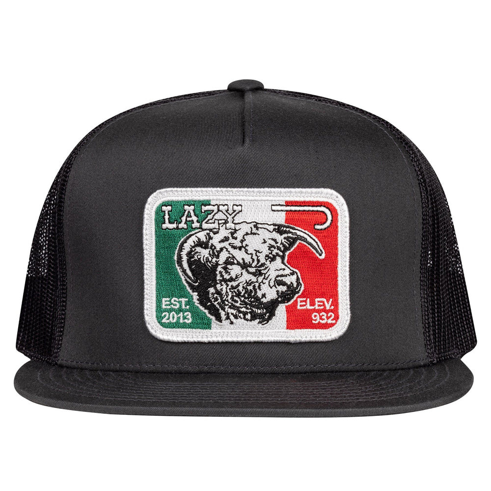 
                  
                    Lazy J Ranch Charcoal Grey Mexico Elevation Classic Five Panel Trucker Hat-Lazy J Ranch Wear
                  
                