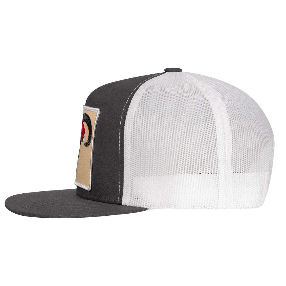 
                  
                    Lazy J Ranch Charcoal Grey & White Skull & Flowers Classic Five Panel Trucker Hat-Lazy J Ranch Wear
                  
                