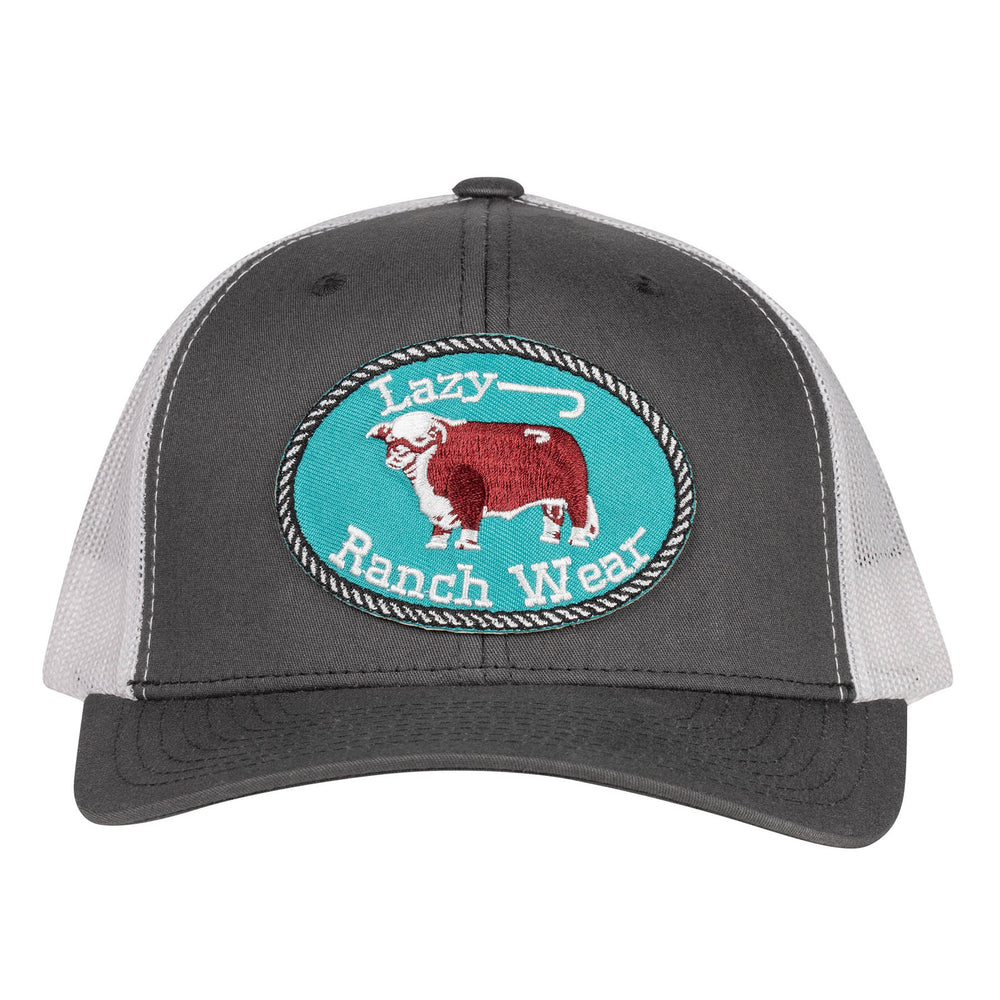 
                  
                    Lazy J Ranch Charcoal Grey & White Original Buckle Mid Profile Trucker Hat-GREYWHITE3J
                  
                