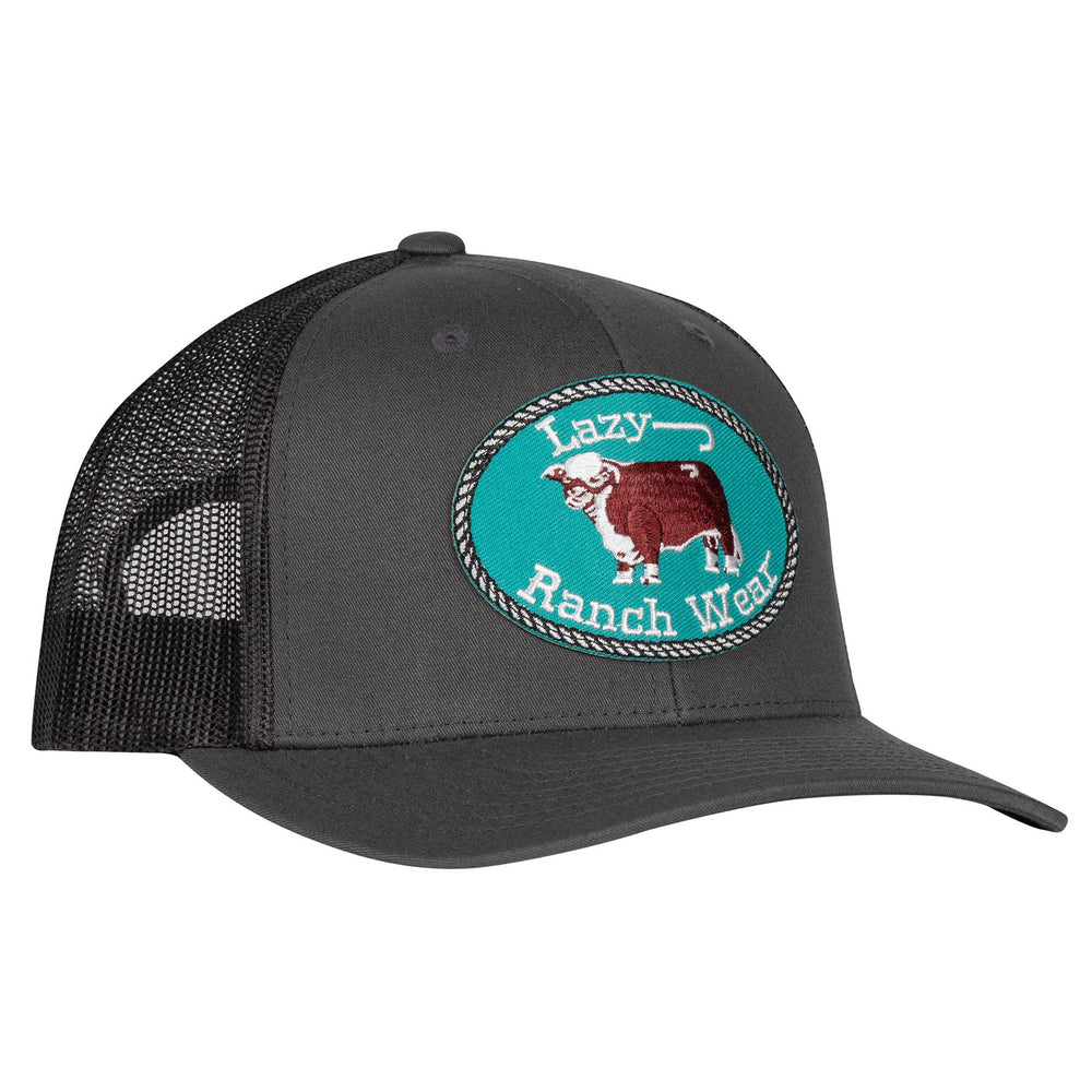 Lazy J Ranch Dark Grey Original Buckle Mid Profile Trucker Hat-Mid Profile-GRYGRY3J