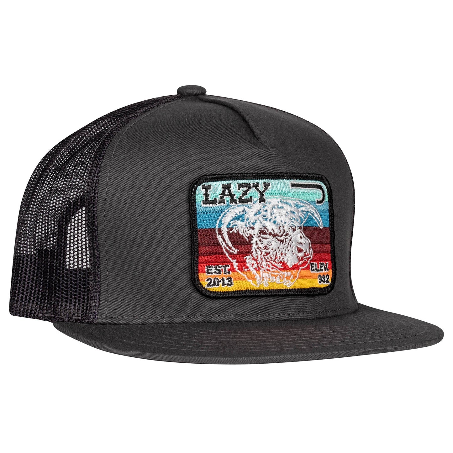 Lazy J Ranch Charcoal Grey Serape Elevation Classic Five Panel Trucker Hat-Lazy J Ranch Wear