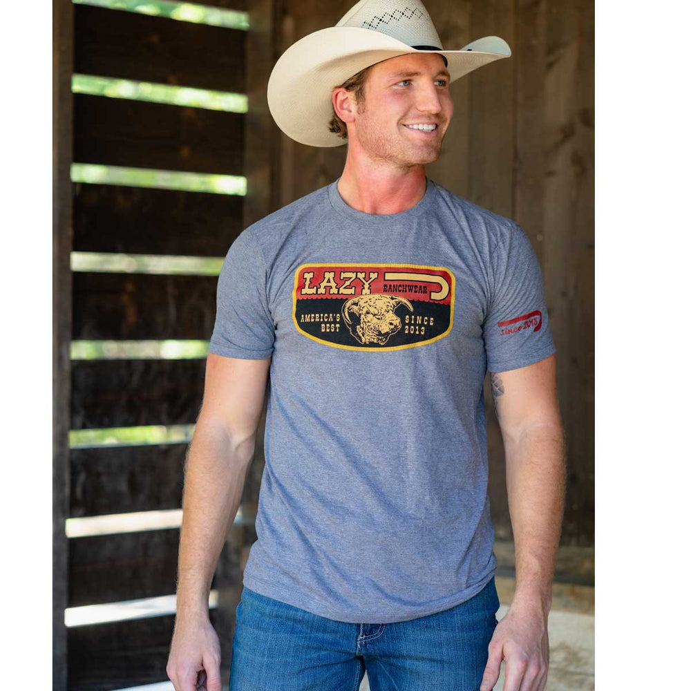 
                  
                    Lazy J Ranch America's Best Banner Short Sleeve Grey T-Shirt-
                  
                