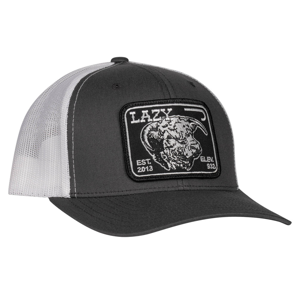 Lazy J Ranch Dark Grey & White Black Elevation Mid Profile Trucker Hat-Mid Profile-GRYWHT3ELEV