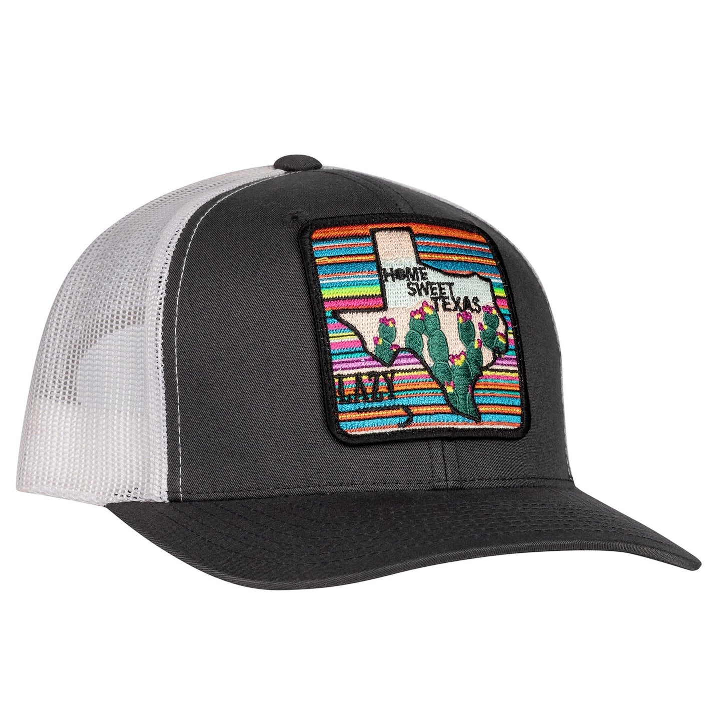 Lazy J Ranch Charcoal Grey & White Home Sweet Texas Mid Profile Trucker Hat-Lazy J Ranch Wear