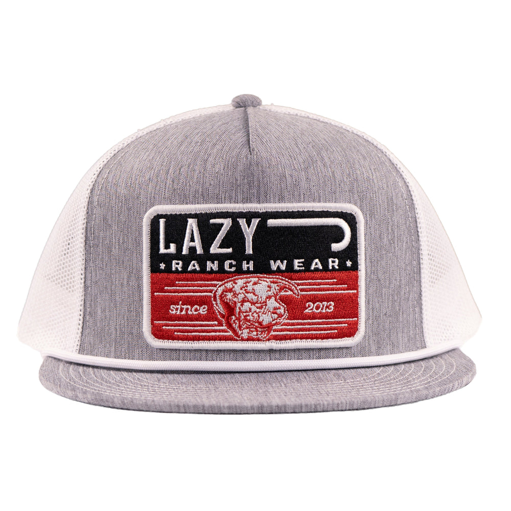 
                  
                    Lazy J Ranch Heather Grey & White Red Producer Classic Rope Trucker Hat-Lazy J Ranch Wear
                  
                