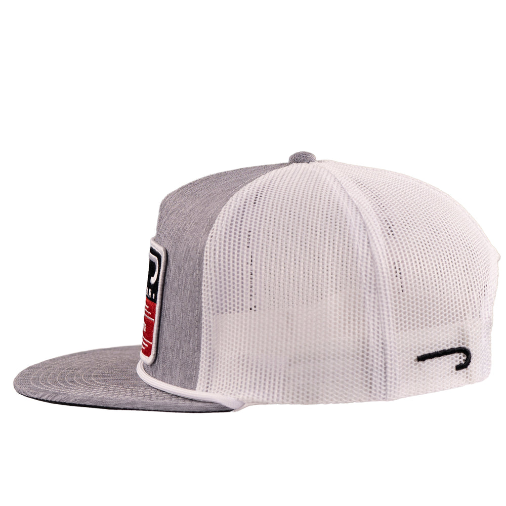 
                  
                    Lazy J Ranch Heather Grey & White Red Producer Classic Rope Trucker Hat-Lazy J Ranch Wear
                  
                