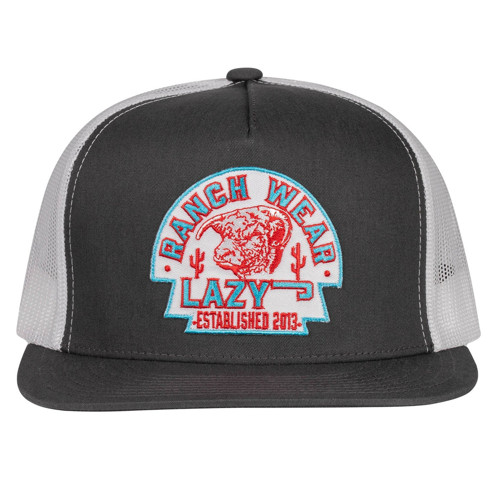 
                  
                    Lazy J Ranch Charcoal Grey & White Turquoise Arrowhead Classic Five Panel Trucker Hat-Lazy J Ranch Wear
                  
                