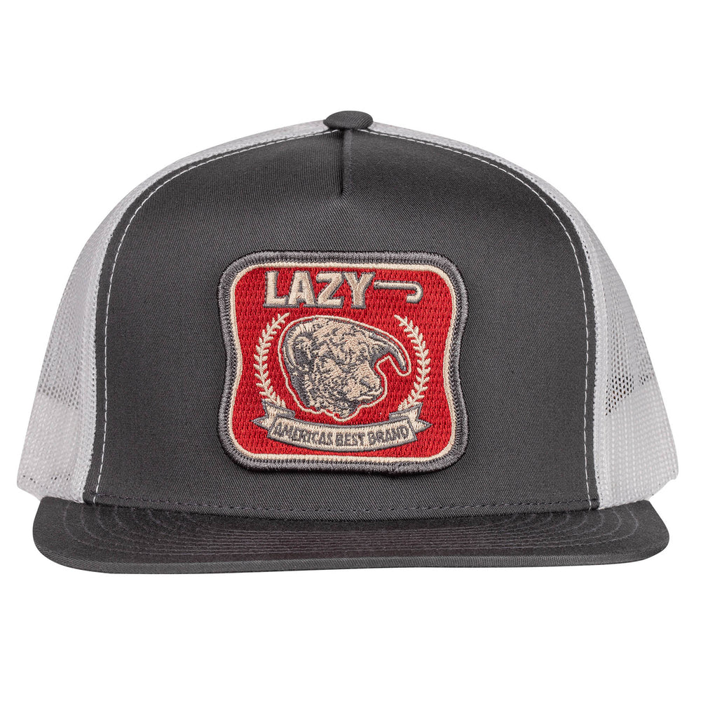 
                  
                    Lazy J Ranch Dark Grey & White Red America's Best Brand Classic Five Panel Trucker Hat-GRYWHT4BEST
                  
                