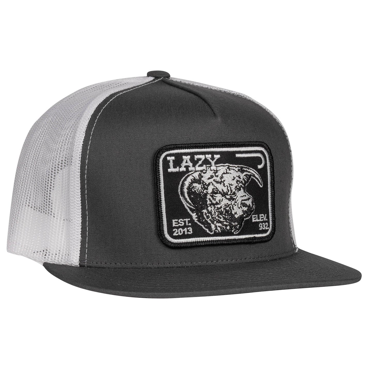 Lazy J Ranch Charcoal Grey & White Black Elevation Classic Five Panel Trucker Hat-Lazy J Ranch Wear