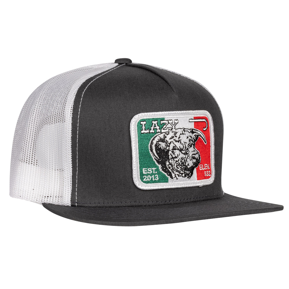 Lazy J Ranch Dark Grey & White Mexico Elevation Classic Five Panel Trucker Hat-GRYWHT4MELEV