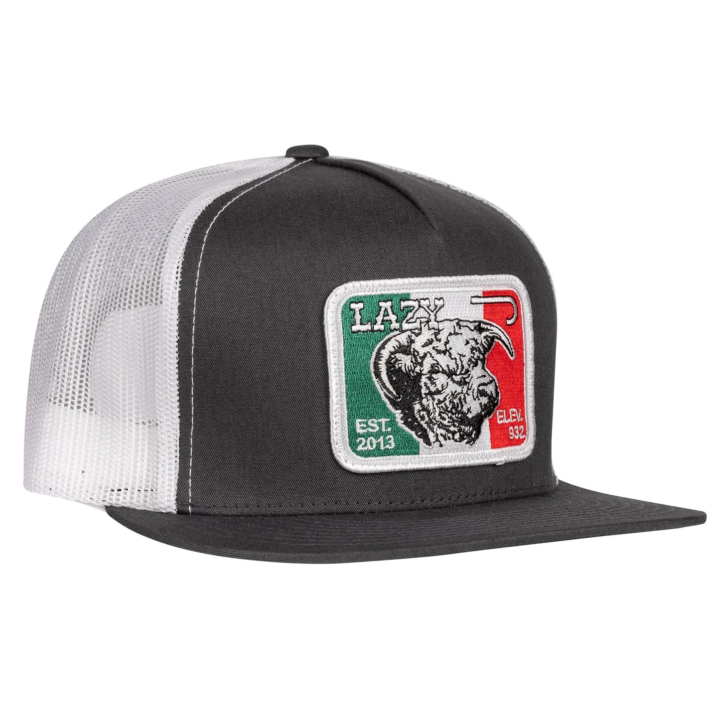 Lazy J Ranch Charcoal Grey & White Mexico Elevation Classic Five Panel Trucker Hat-Lazy J Ranch Wear