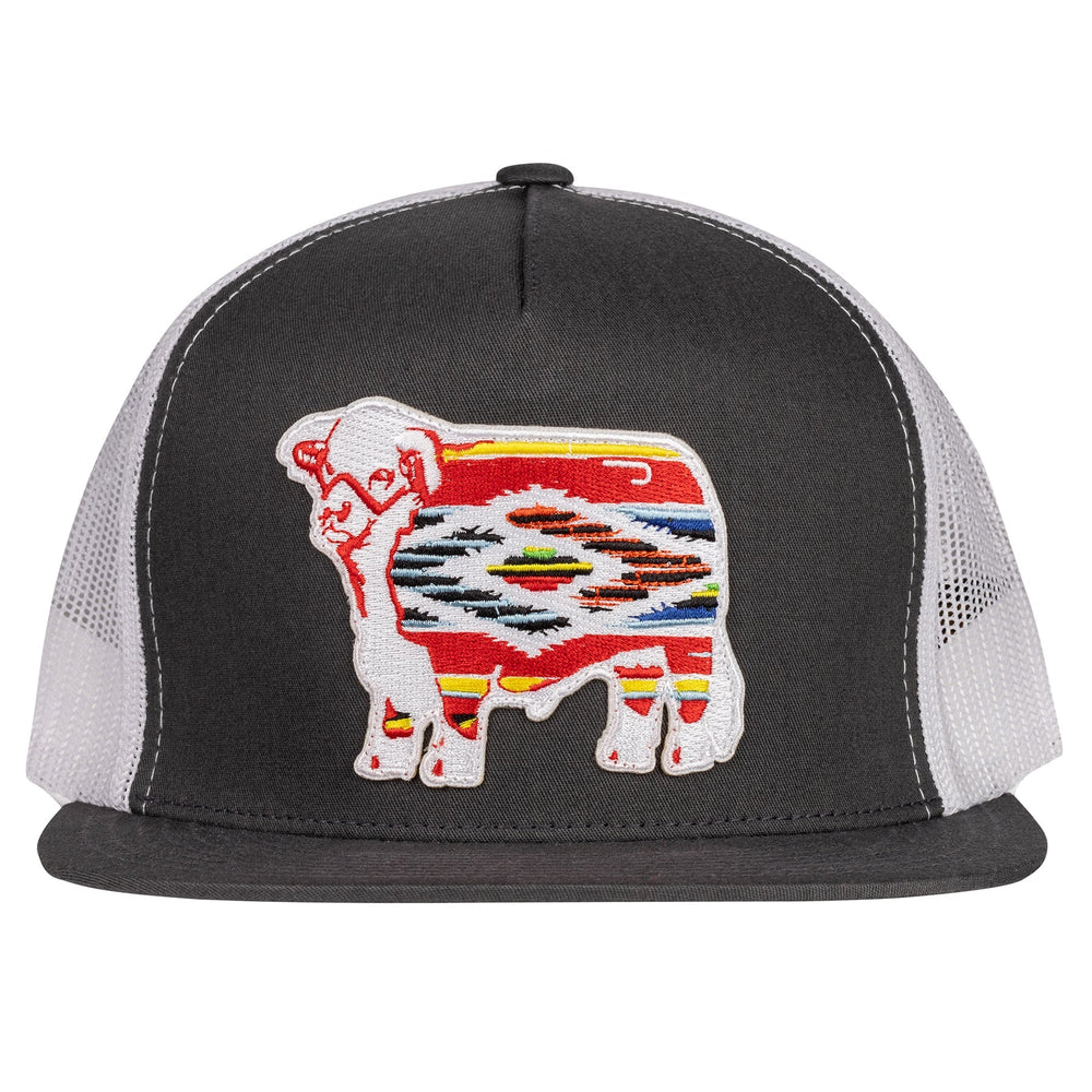 
                  
                    Lazy J Ranch Charcoal Grey & White Serape Bull Classic Five Panel Trucker Hat-Lazy J Ranch Wear
                  
                