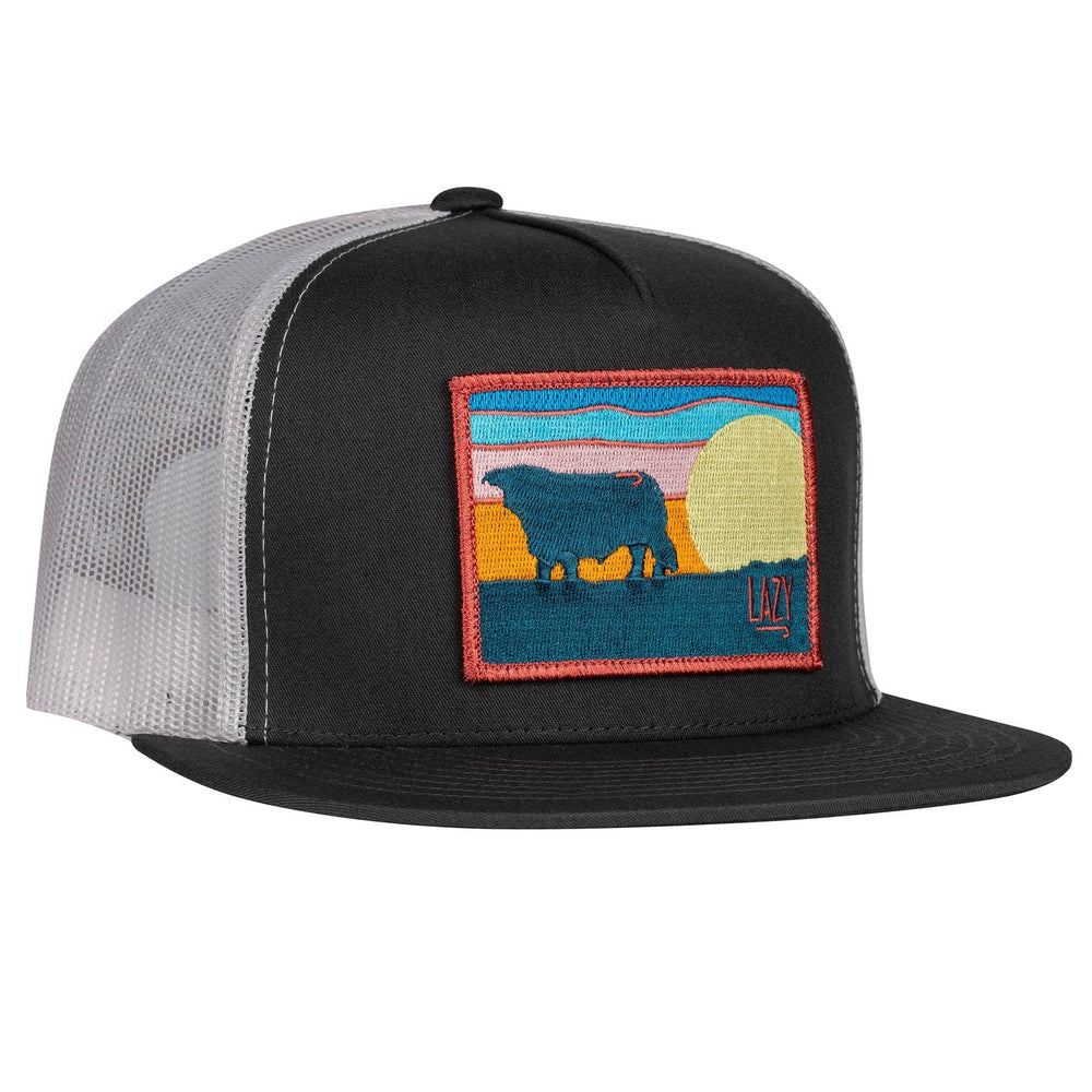Lazy J Ranch Charcoal Grey & White Hereford Sky Classic Five Panel Trucker Hat-Lazy J Ranch Wear