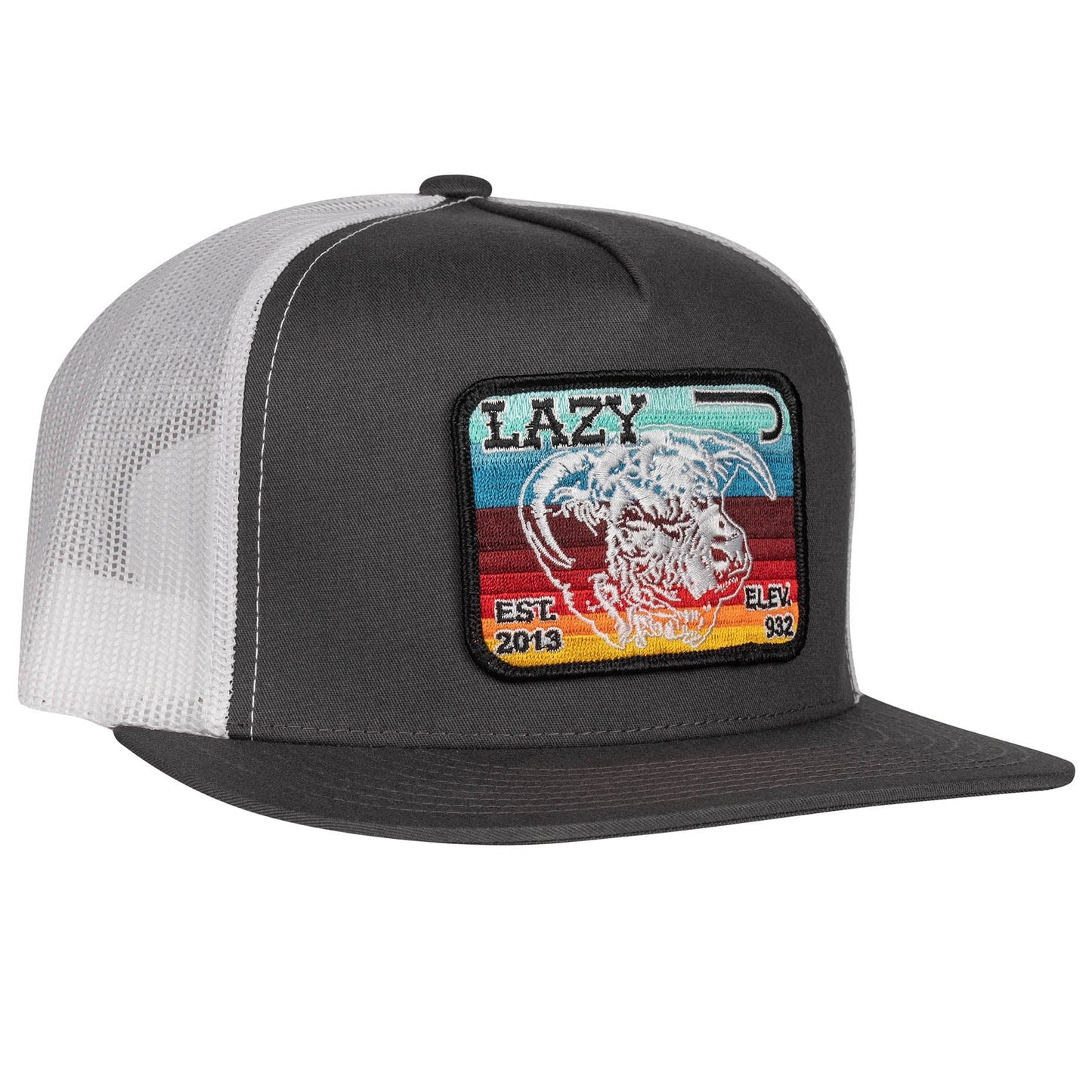 Lazy J Ranch Charcoal Grey & White Serape Elevation Classic Five Panel Trucker Hat-Lazy J Ranch Wear
