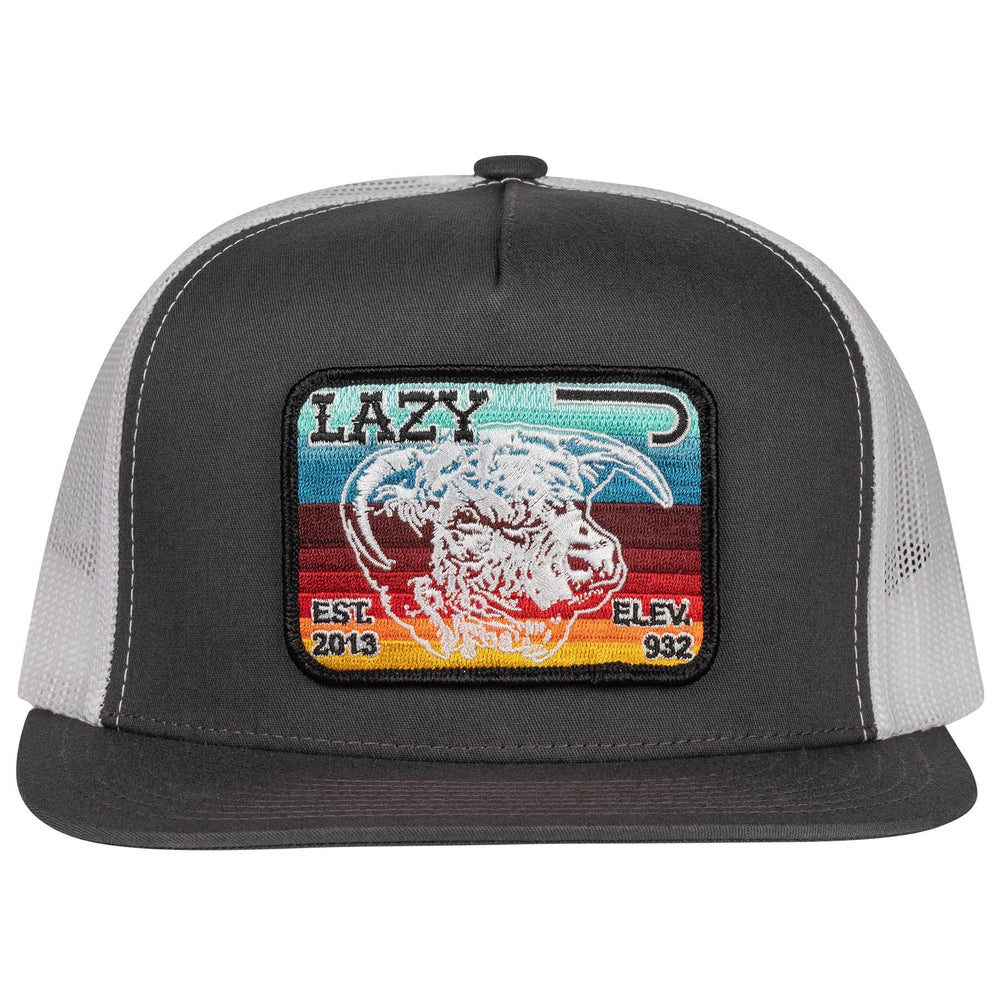 
                  
                    Lazy J Ranch Charcoal Grey & White Serape Elevation Classic Five Panel Trucker Hat-Lazy J Ranch Wear
                  
                