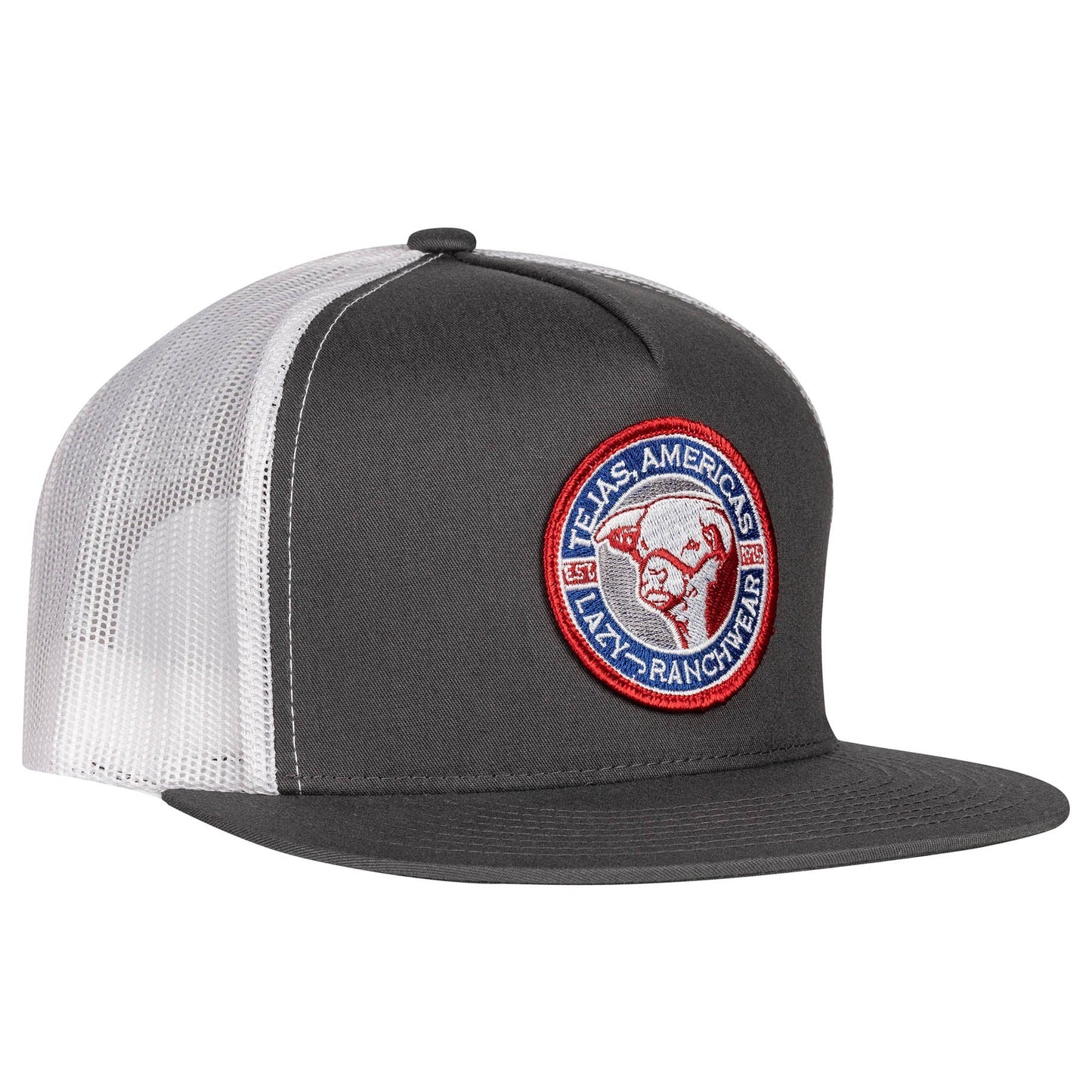 Lazy J Ranch Charcoal Grey & White Tejas Classic Five Panel Trucker Hat-Lazy J Ranch Wear