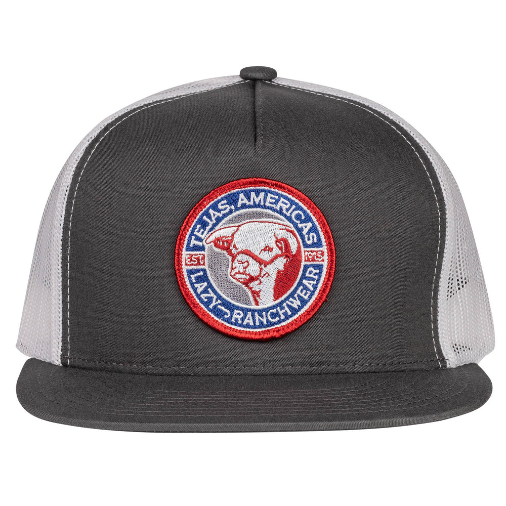 
                      
                        Lazy J Ranch Dark Grey & White Tejas Classic Five Panel Trucker Hat-High Profile-GRYWHT4TEJ
                      
                    