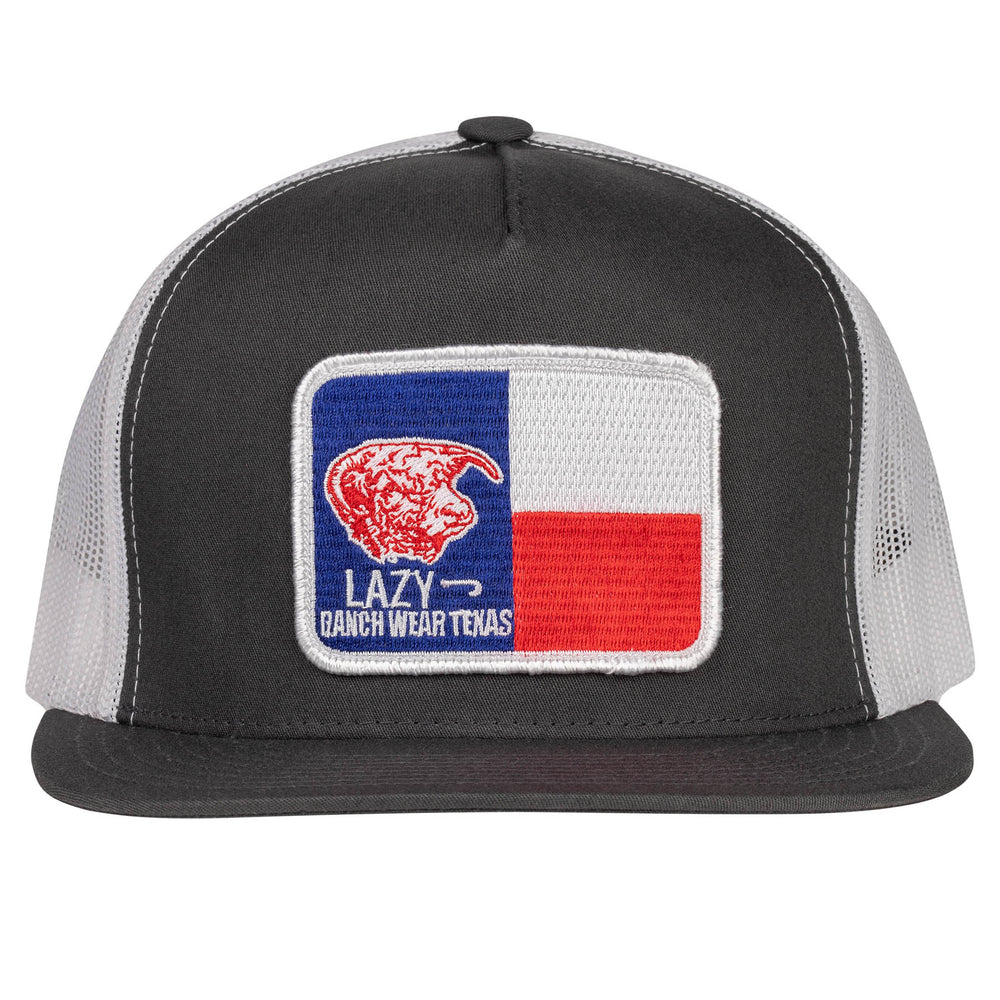 
                      
                        Lazy J Ranch Grey & White Texas Flag Elevation Classic Five Panel Trucker Hat
                      
                    