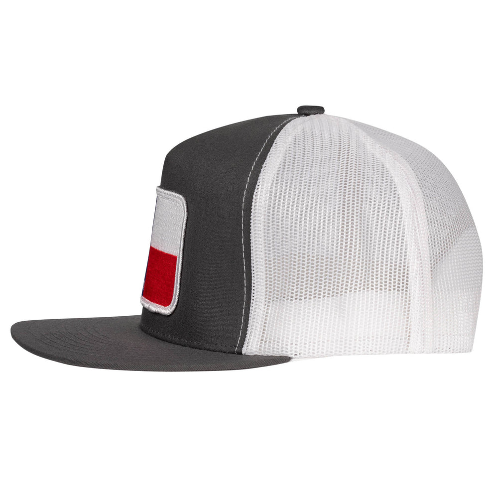 
                      
                        Lazy J Ranch Grey & White Texas Flag Elevation Classic Five Panel Trucker Hat
                      
                    