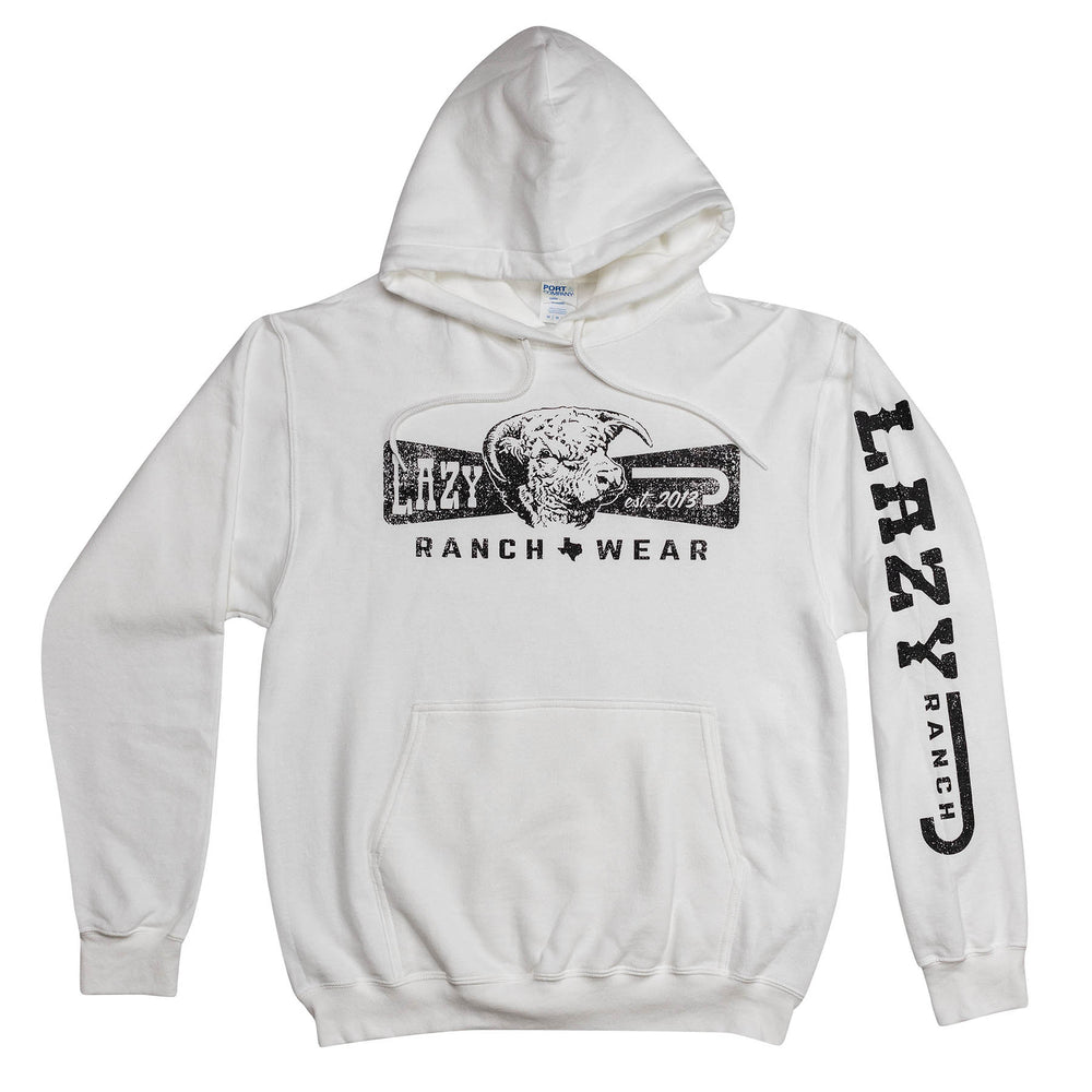 Lazy J Ranch Diamond Hereford Banner Pullover Hoodie - White