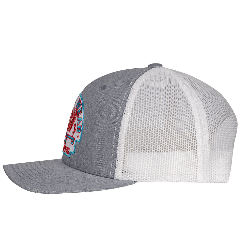 
                  
                    Lazy J Ranch Heather Grey & White Turquoise Arrowhead Mid Profile Trucker Hat-HEATHWHT3AH
                  
                