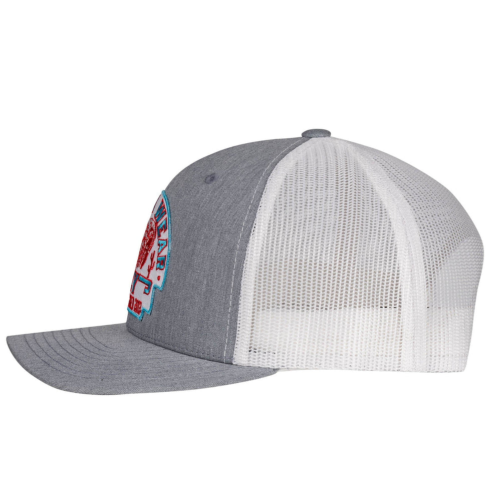 
                  
                    Lazy J Ranch Heather Grey & White Turquoise Arrowhead Mid Profile Trucker Hat-Lazy J Ranch Wear
                  
                
