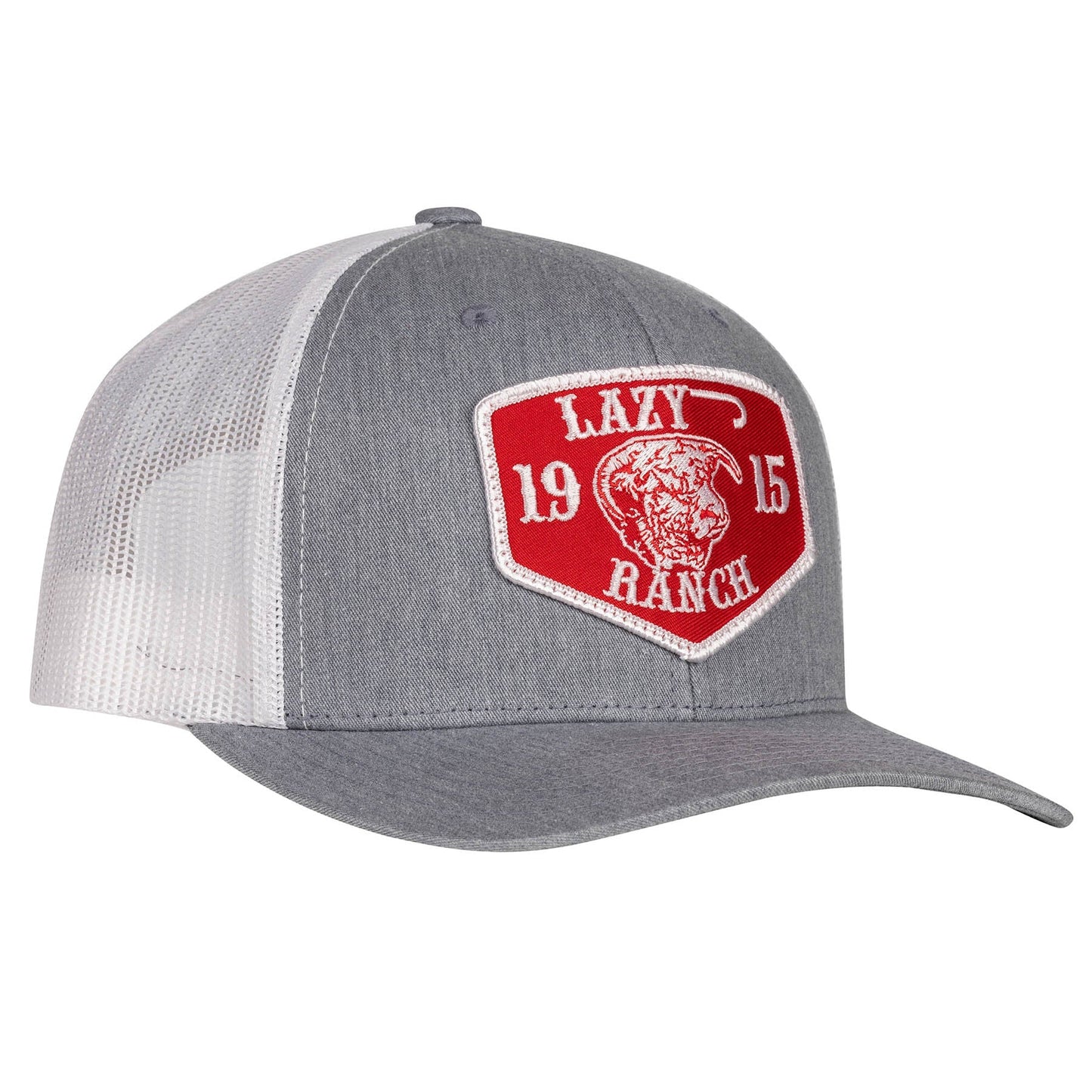 Lazy J Ranch Heather & White Red Ranch Mid Profile Trucker Hat-Lazy J Ranch Wear