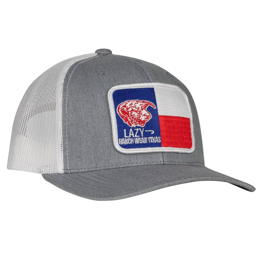 
                  
                    Lazy J Ranch Heather Grey & White Texas Elevation Mid Profile Trucker Hat-Lazy J Ranch Wear
                  
                