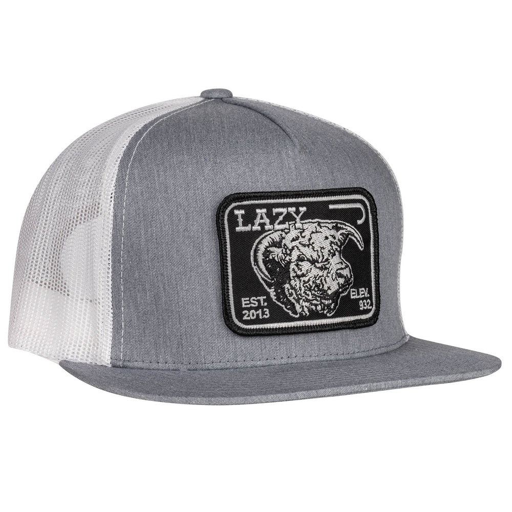 Lazy J Ranch Heather Grey & White Black Elevation Classic Five Panel Trucker Hat-Lazy J Ranch Wear