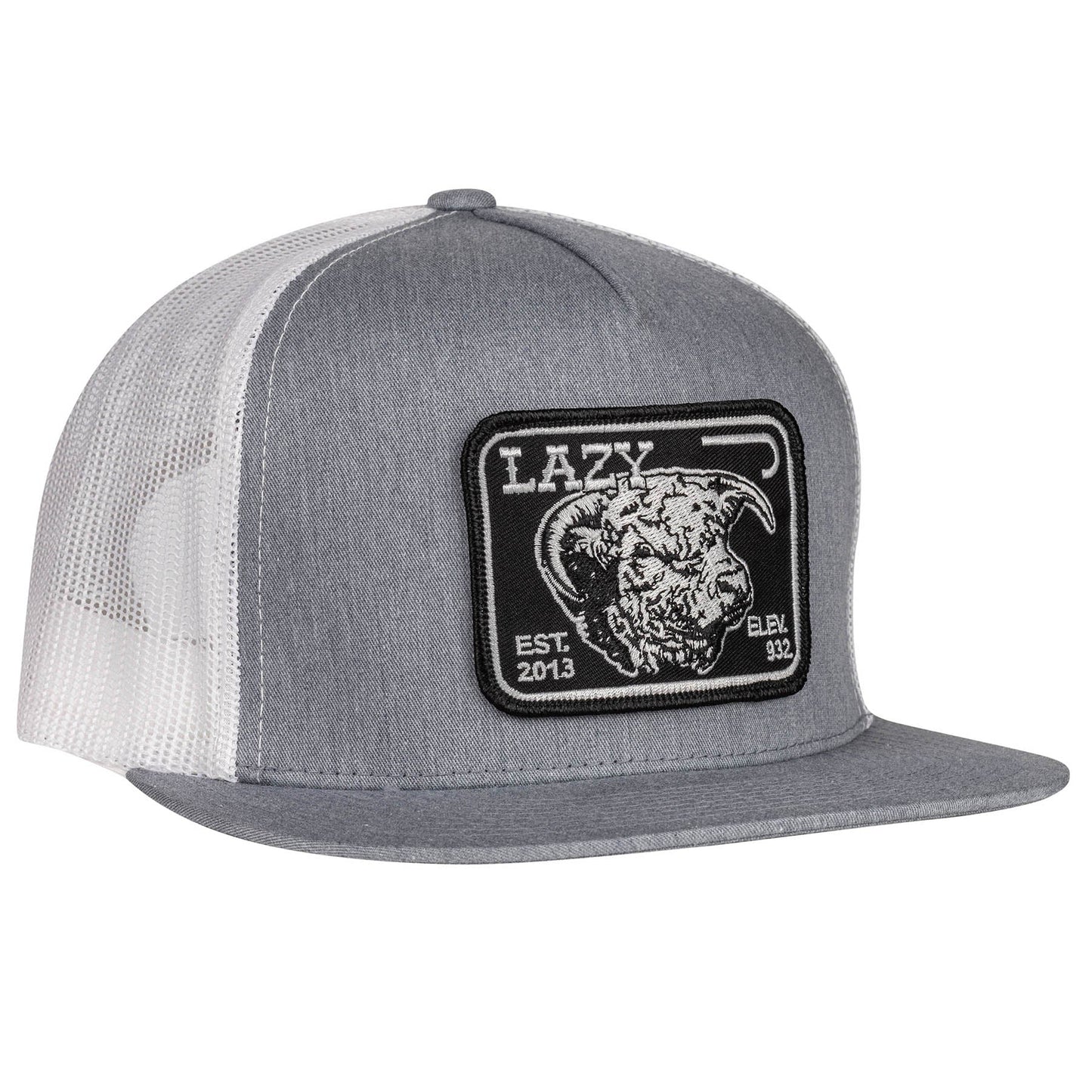 Lazy J Ranch Heather Grey & White Black Elevation Classic Five Panel Trucker Hat-Lazy J Ranch Wear