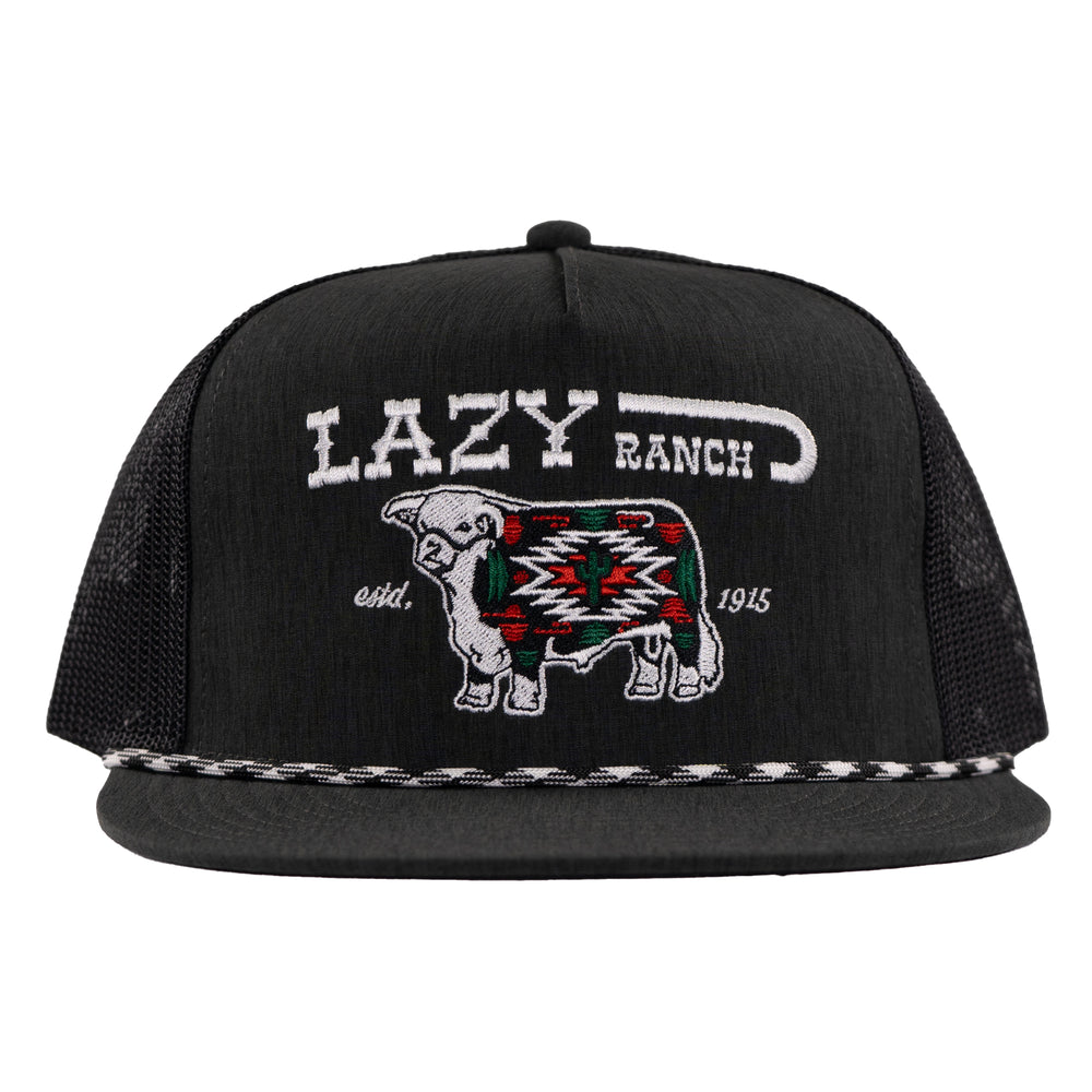 Lazy J Ranch Heather Black White Alpine Classic Rope Trucker Hat-HTHRBLK4-ALP-WHT