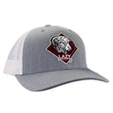 Lazy J Ranch Heather Grey & White Mid Profile Trucker Hat - Multiple Patches-HTHWHT1-RDIA