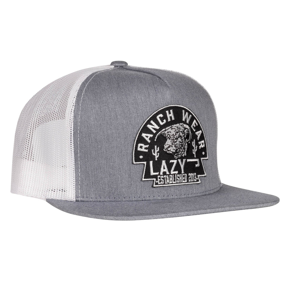 Lazy J Ranch Heather Grey & White Black Arrowhead Classic Five Panel Trucker Hat-Lazy J Ranch Wear