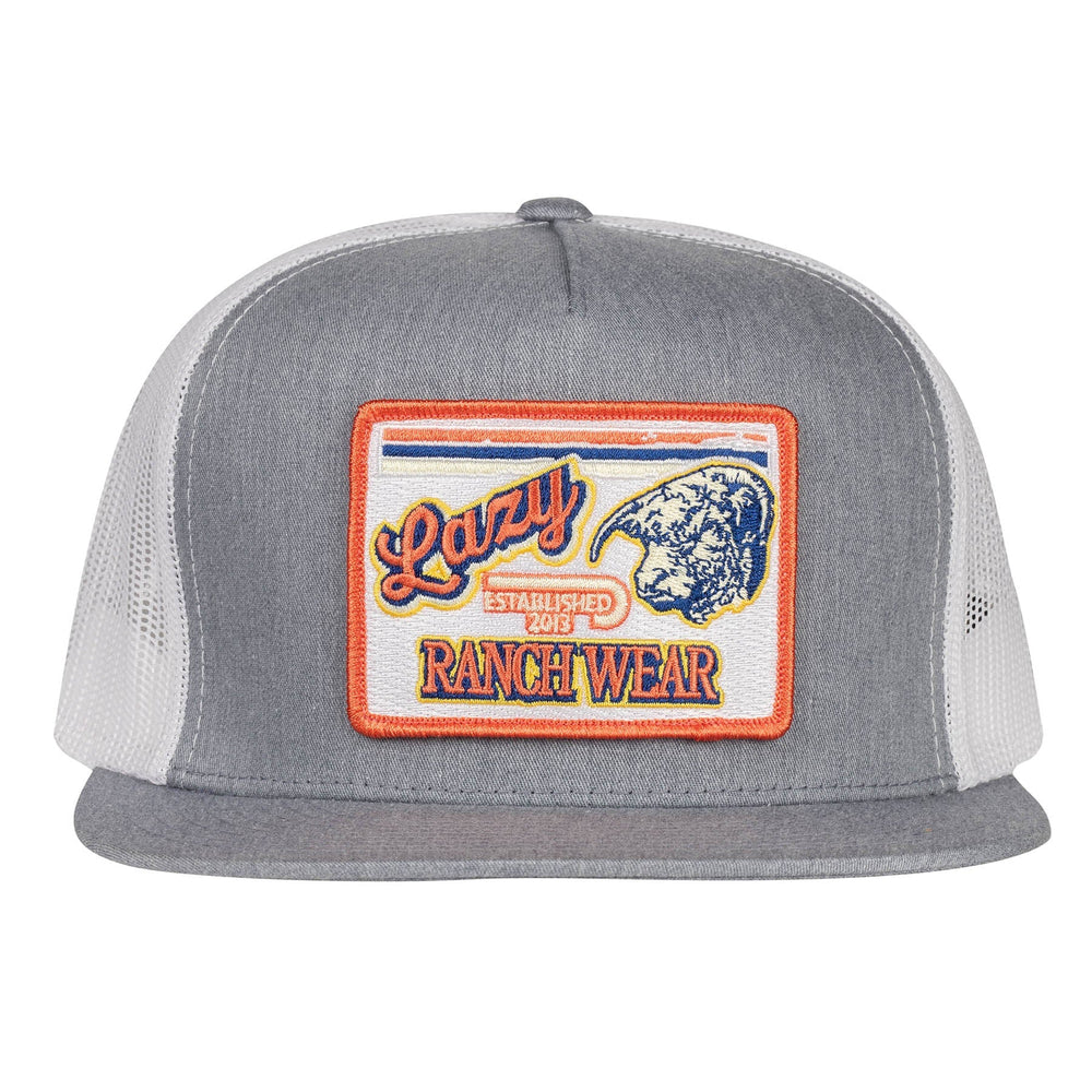 
                  
                    Lazy J Ranch Heather Grey & White Retro Hereford Classic Five Panel Trucker Hat-Lazy J Ranch Wear
                  
                