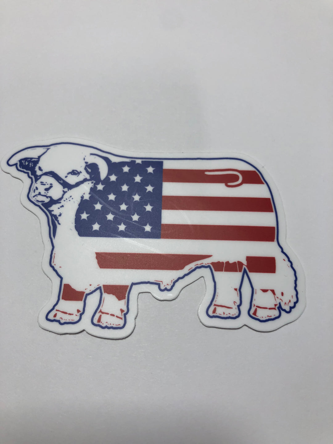 Lazy J Ranch Wear American Flag Bull Sticker