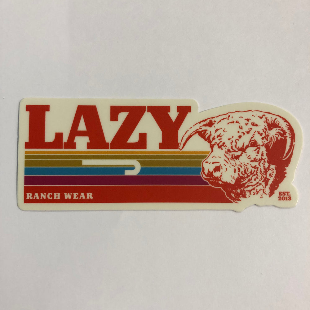 Lazy J Ranch Wear Retro Stripe Hereford Sticker