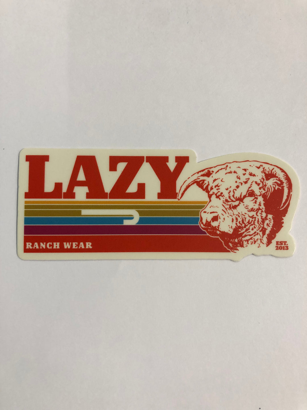 Lazy J Ranch Wear Retro Stripe Hereford Sticker