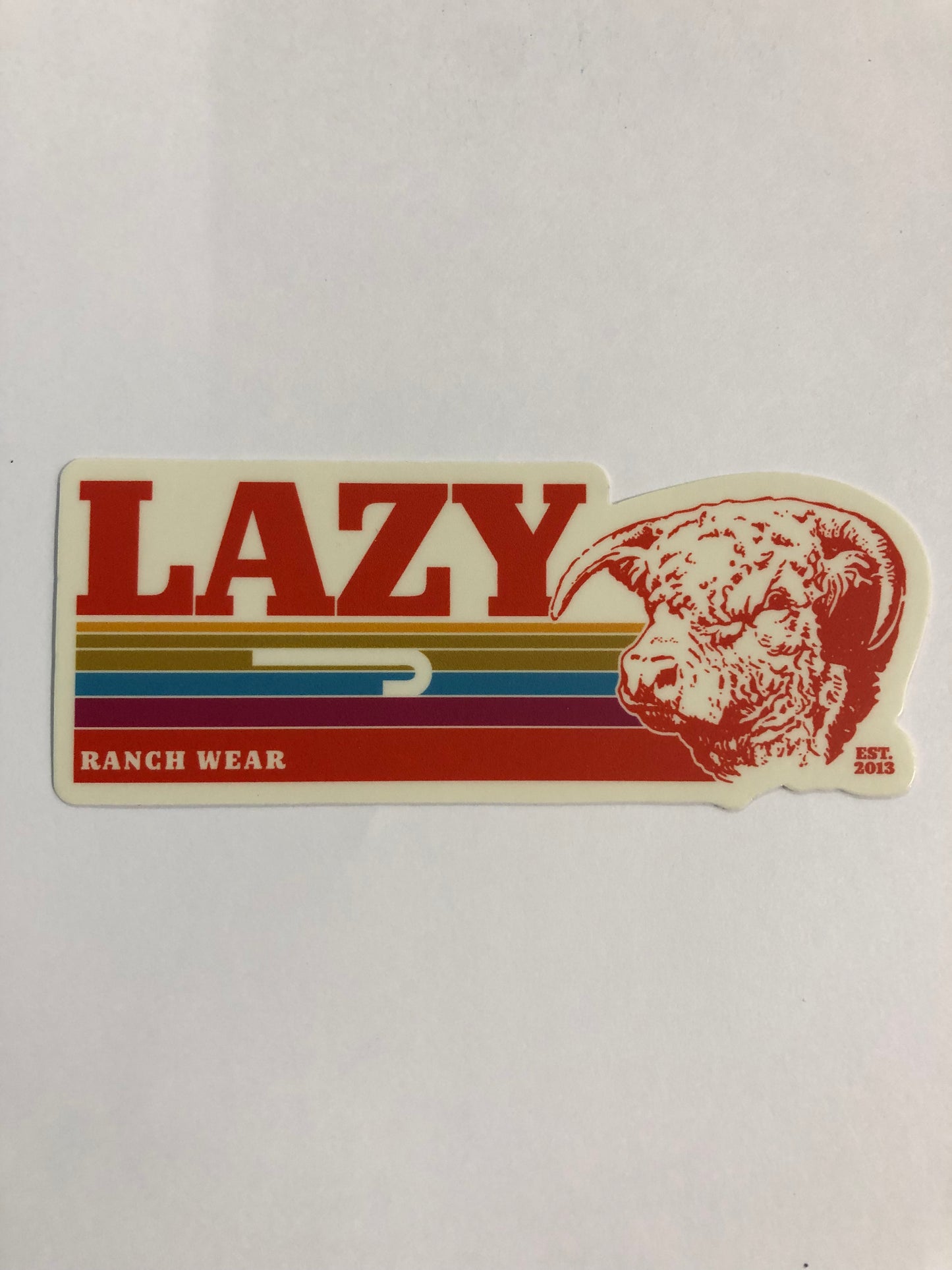 Lazy J Ranch Wear Retro Stripe Hereford Sticker