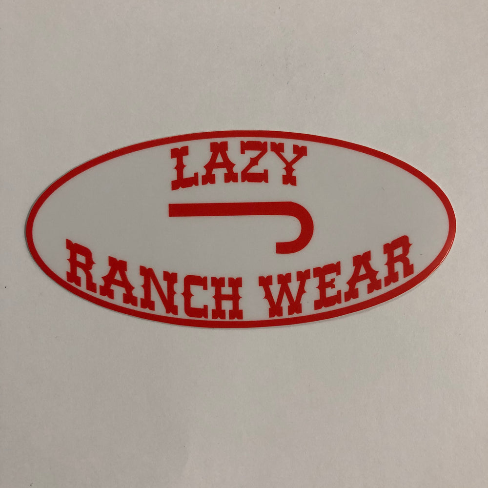 Lazy J Ranch Wear Red White Oval Logo Sticker