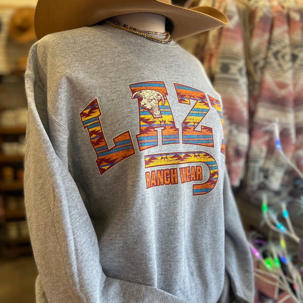 
                  
                    Lazy J Ranch Santa Fe Crew Neck Hoodie - Heather Grey-
                  
                