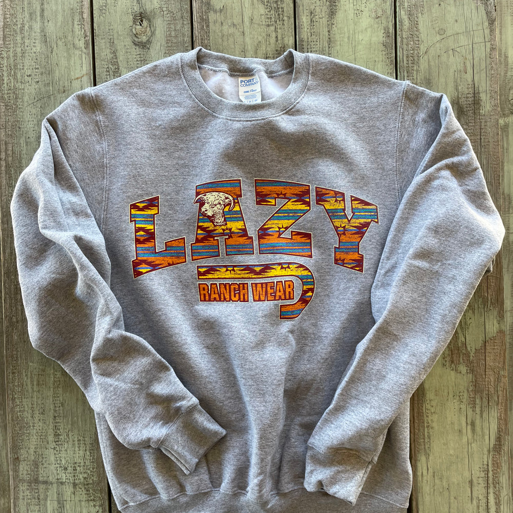 
                  
                    Lazy J Ranch Santa Fe Crew Neck Hoodie - Heather Grey-
                  
                